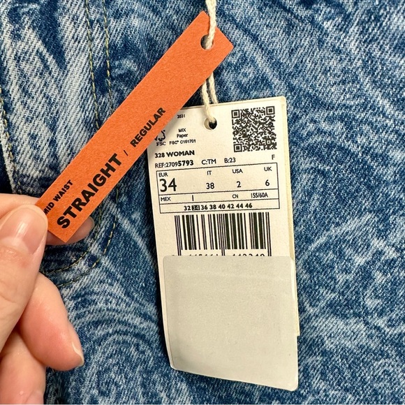 MANGO Denim Mid-rise Paisley straight-leg jeans - Picture 10 of 11